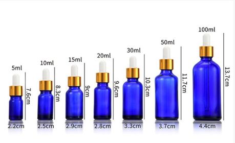 Glass Fine Oil Bottle Avoid Light Glue Head Dropper Bottle Stock Bottling Cosmetics (Option: Blue-100ml)